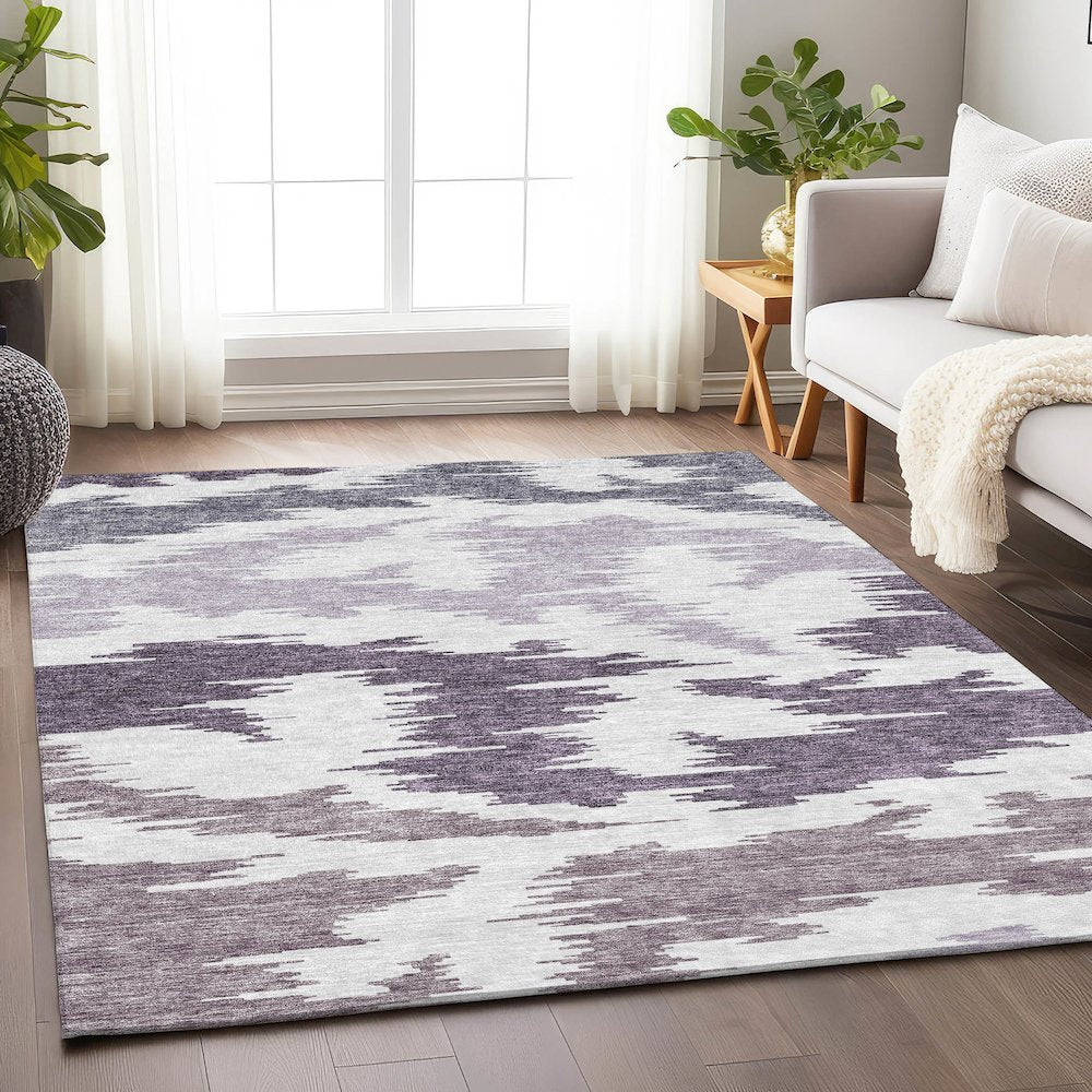 Premium Machine Washable Mayfield AMF746 Purple 9' x 12' Rug