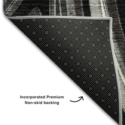 Premium Machine Washable Mayfield AMF756 Black 5' x 7'6" Rug