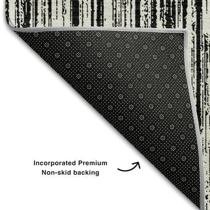 Premium Machine Washable Mayfield AMF760 Black 5' x 7'6" Rug