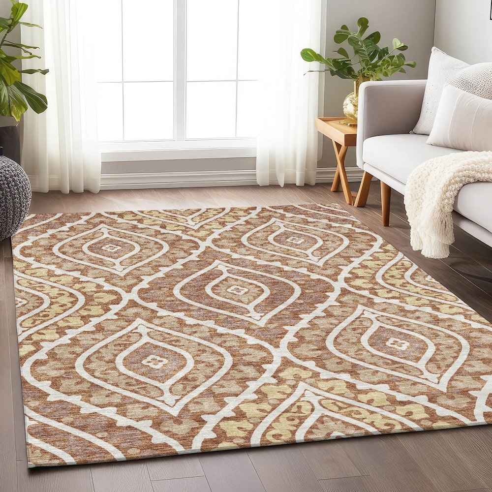 Premium Machine Washable Mayfield AMF761 Paprika 9' x 12' Rug