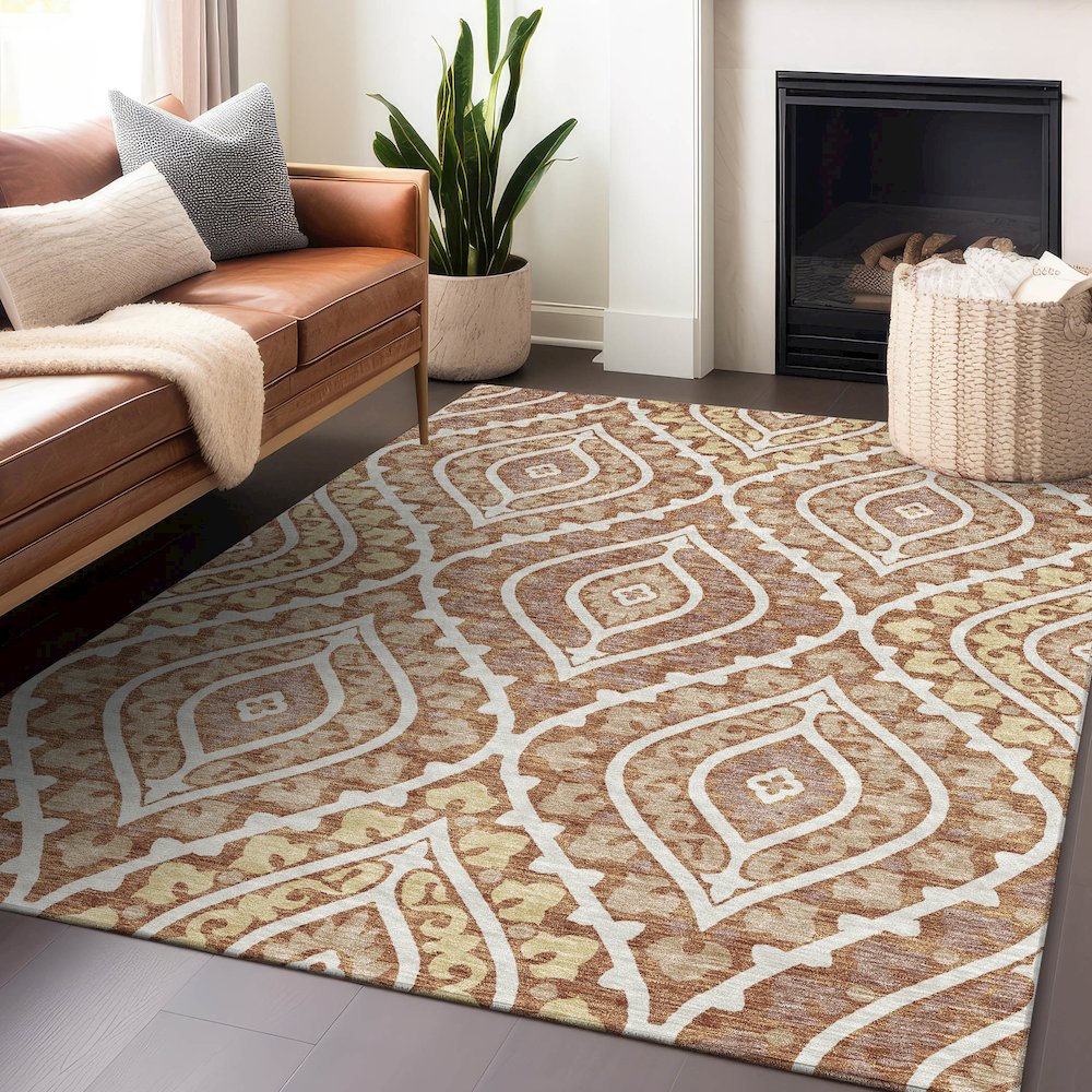 Premium Machine Washable Mayfield AMF761 Paprika 9' x 12' Rug