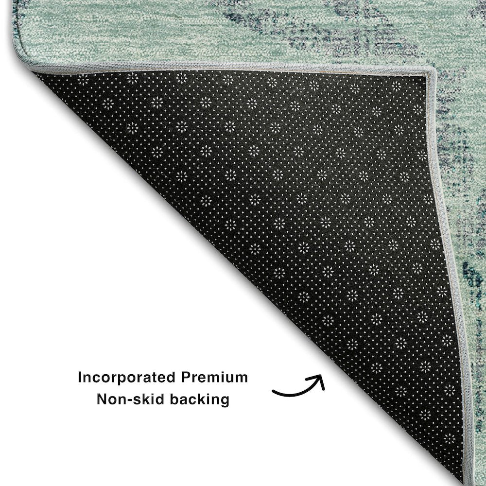 Premium Machine Washable Mayfield AMF762 Teal 5' x 7'6" Rug