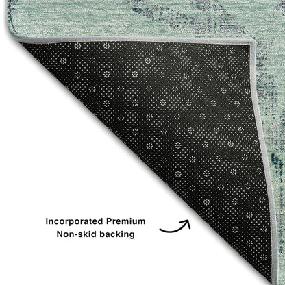Premium Machine Washable Mayfield AMF762 Teal 5' x 7'6" Rug