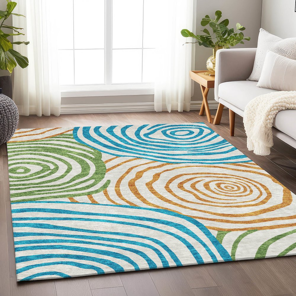 Premium Machine Washable Mayfield AMF765 White 9' x 12' Rug