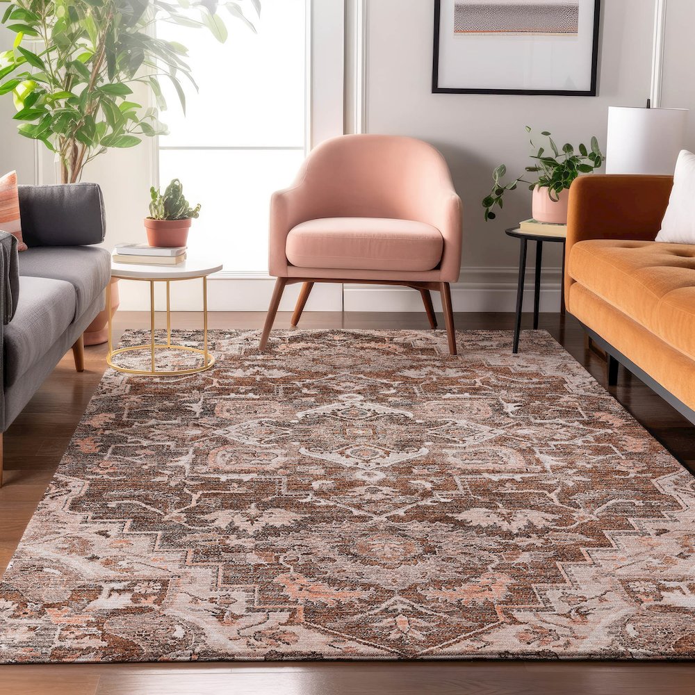 Premium Machine Washable Mayfield AMF774 Terracotta 9' x 12' Rug