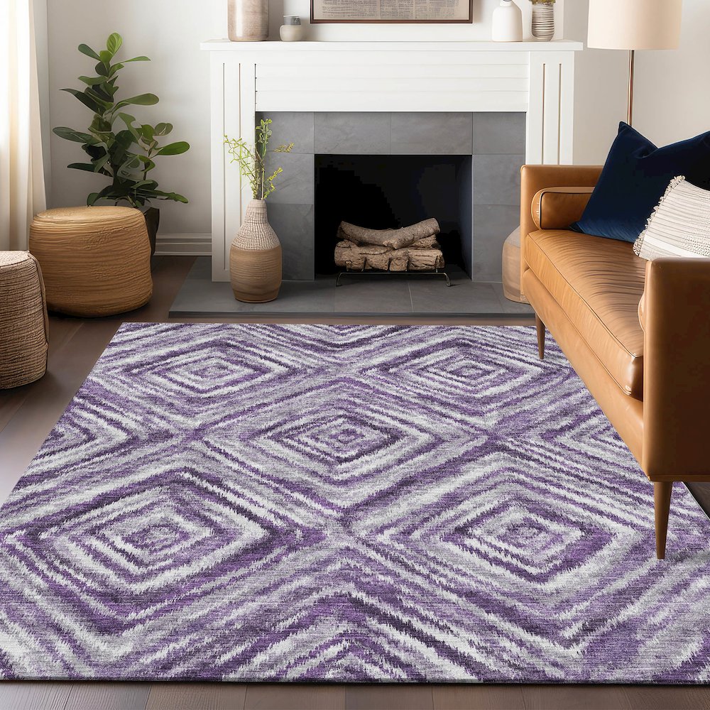 Premium Machine Washable Mayfield AMF781 Purple 9' x 12' Rug