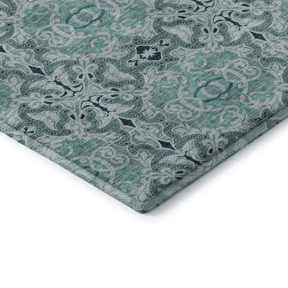 Premium Machine Washable Mayfield AMF783 Teal 5' x 7'6" Rug