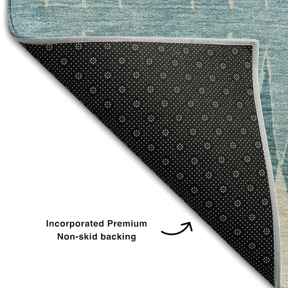 Premium Machine Washable Mayfield AMF867 Teal 5' x 7'6" Rug