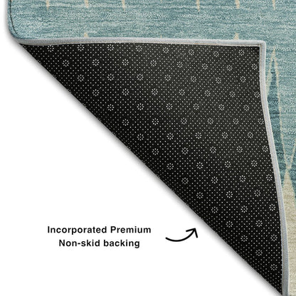 Premium Machine Washable Mayfield AMF867 Teal 5' x 7'6" Rug
