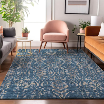Premium Machine Washable Mayfield AMF868 Blue 9' x 12' Rug
