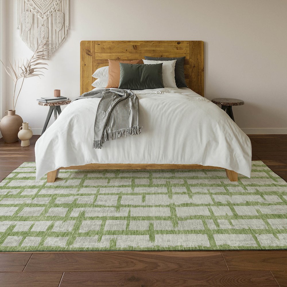 Premium Machine Washable Mayfield AMF872 Green 9' x 12' Rug