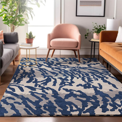 Premium Machine Washable Mayfield AMF873 Navy 9' x 12' Rug