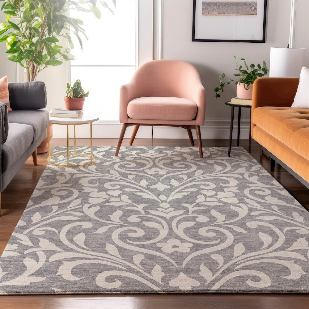 Premium Machine Washable Mayfield AMF875 Gray 9' x 12' Rug
