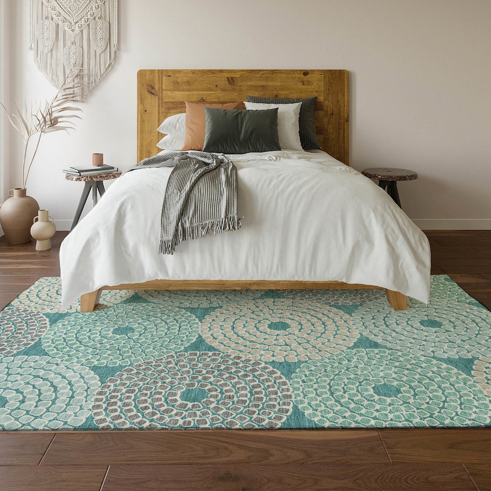 Premium Machine Washable Mayfield AMF882 Teal 9' x 12' Rug