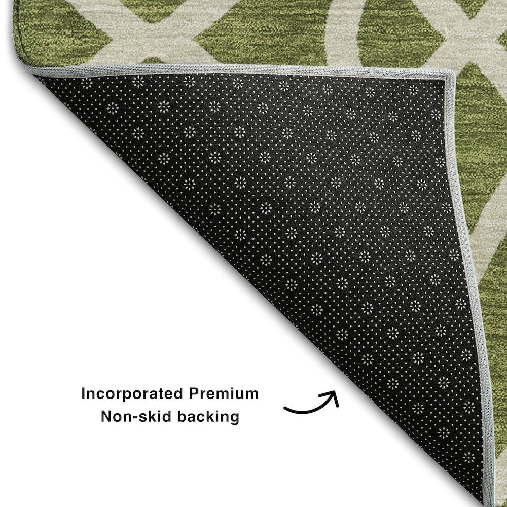 Premium Machine Washable Mayfield AMF884 Olive 5' x 7'6" Rug