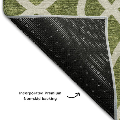 Premium Machine Washable Mayfield AMF884 Olive 5' x 7'6" Rug