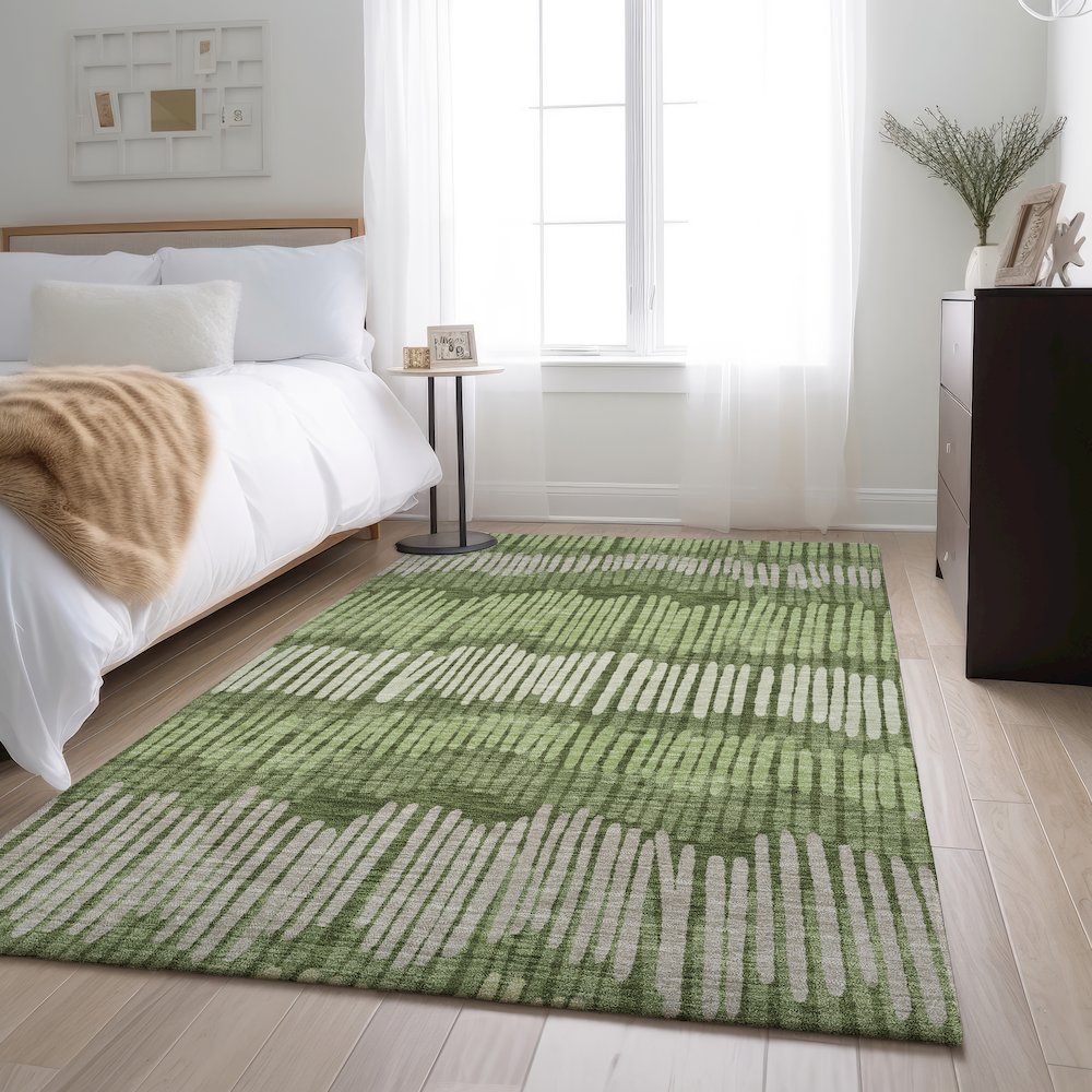 Premium Machine Washable Mayfield AMF889 Olive 9' x 12' Rug