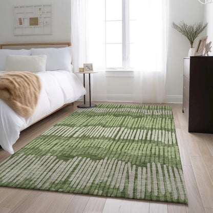Premium Machine Washable Mayfield AMF889 Olive 9' x 12' Rug