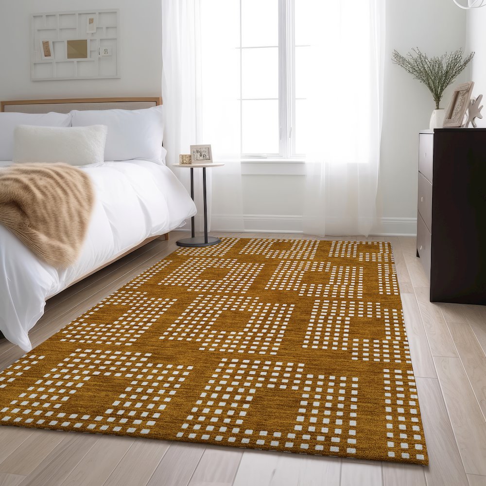Premium Machine Washable Mayfield AMF890 Terracotta 9' x 12' Rug