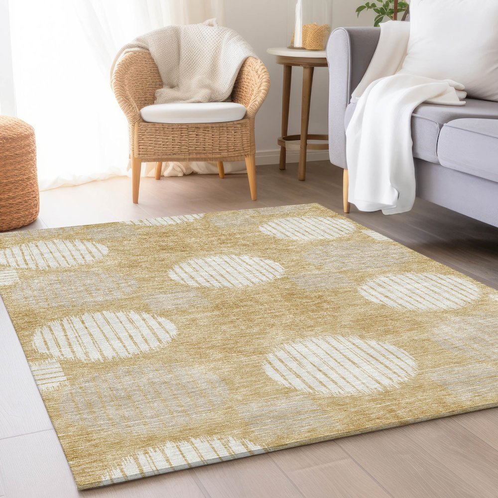 Premium Machine Washable Mayfield AMF900 Gold 9' x 12' Rug