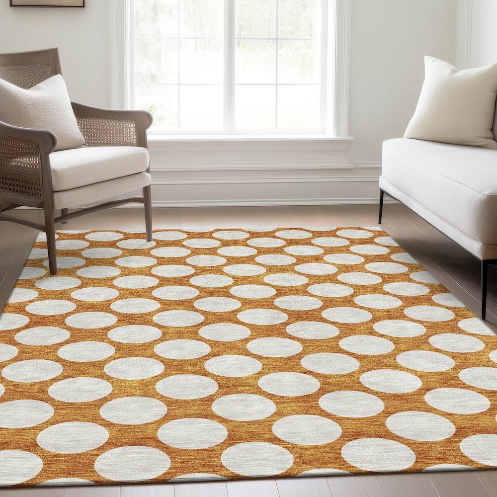 Premium Machine Washable Mayfield AMF921 Orange 9' x 12' Rug