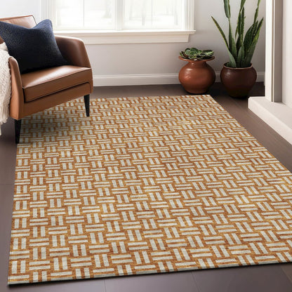 Premium Machine Washable Mayfield AMF925 Terracotta 9' x 12' Rug