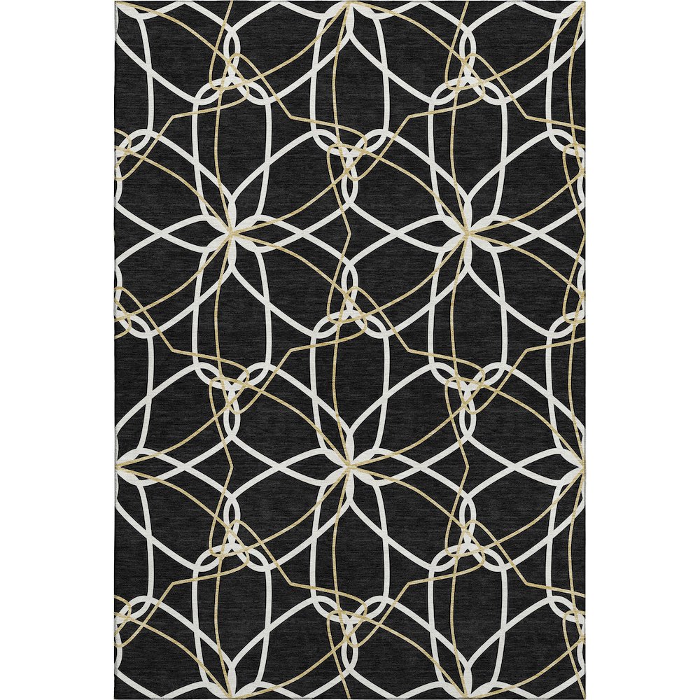 Premium Machine Washable Mayfield AMF950 Black 9' x 12' Rug