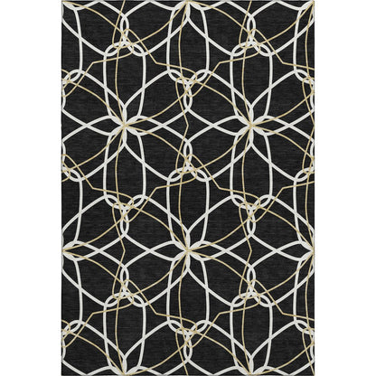Premium Machine Washable Mayfield AMF950 Black 9' x 12' Rug