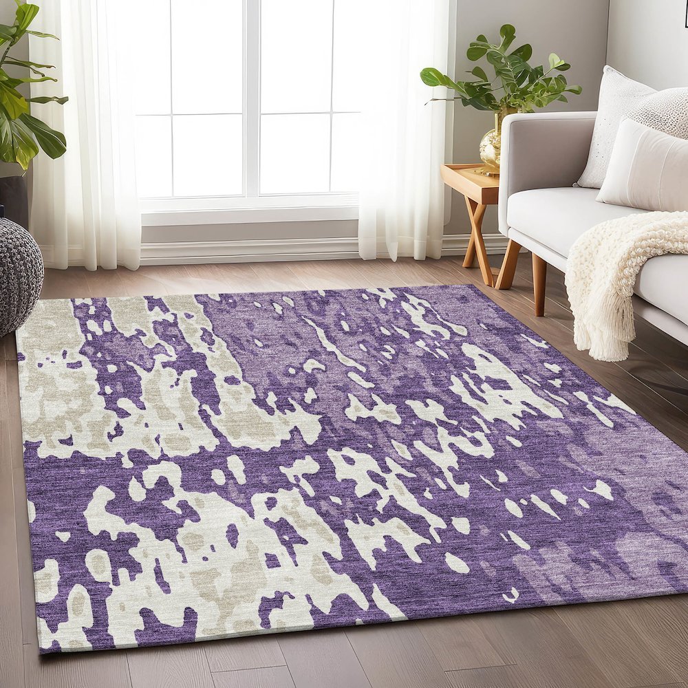 Premium Machine Washable Mayfield AMF957 Purple 9' x 12' Rug