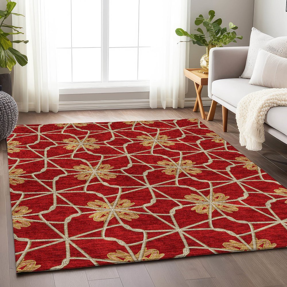 Premium Machine Washable Mayfield AMF958 Paprika 9' x 12' Rug
