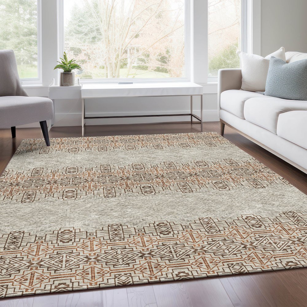 Premium Machine Washable Mayfield AMF970 Brown 9' x 12' Rug