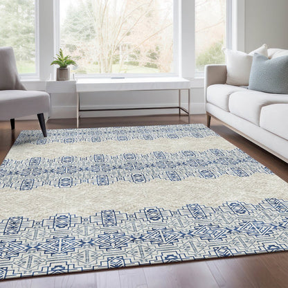 Premium Machine Washable Mayfield AMF970 Navy 9' x 12' Rug