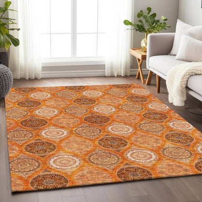 Premium Machine Washable Mayfield AMF976 Orange 9' x 12' Rug