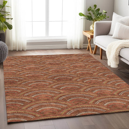 Premium Machine Washable Mayfield AMF984 Paprika 9' x 12' Rug