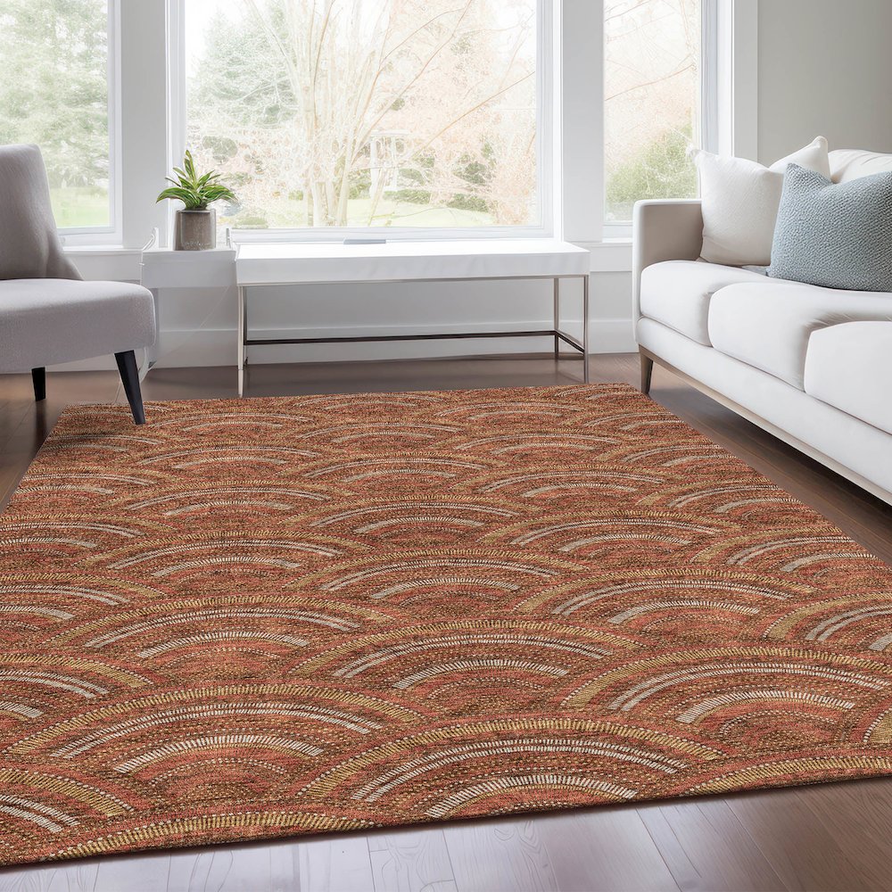 Premium Machine Washable Mayfield AMF984 Paprika 9' x 12' Rug