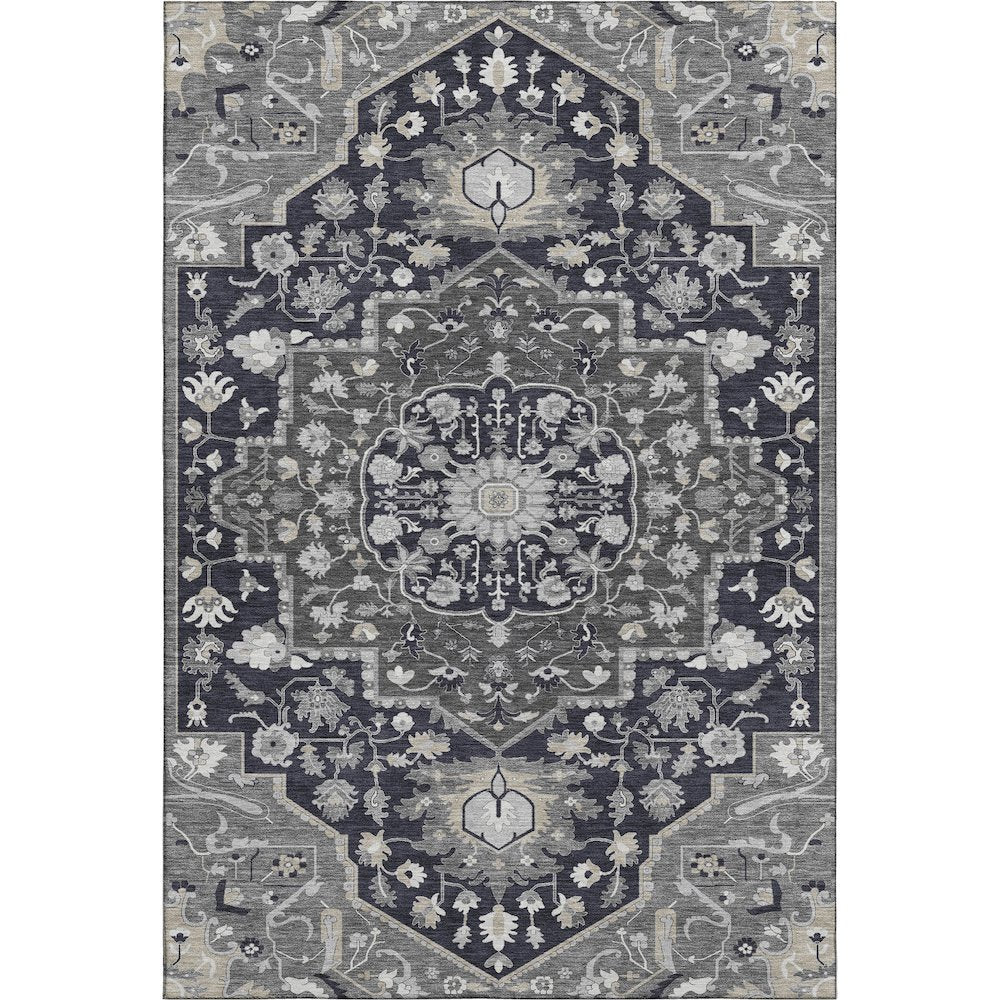 Premium Machine Washable Mayfield AMF985 Black 9' x 12' Rug