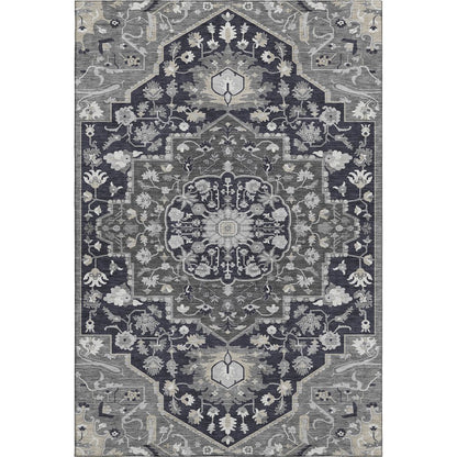 Premium Machine Washable Mayfield AMF985 Black 9' x 12' Rug