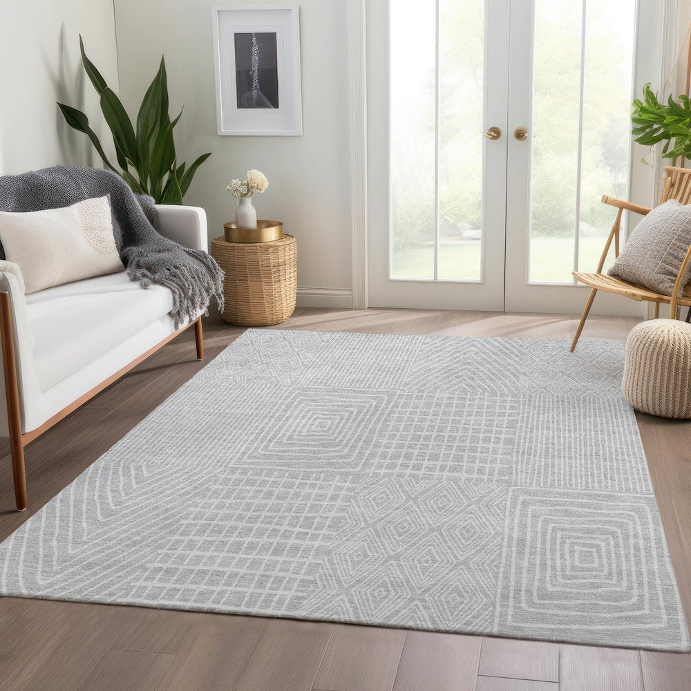 Premium Machine Washable Mayfield AMF990 Silver 9' x 12' Rug