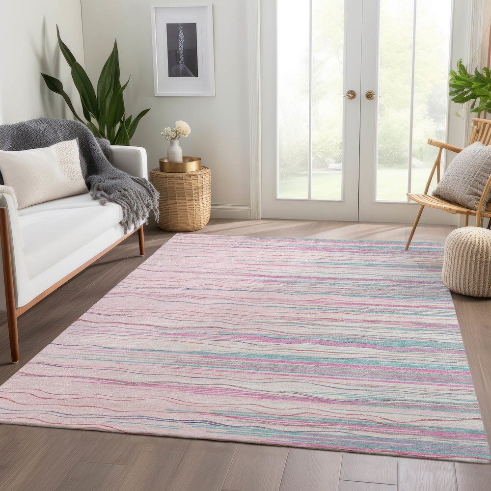 Premium Machine Washable Mayfield AMF996 Pink 9' x 12' Rug