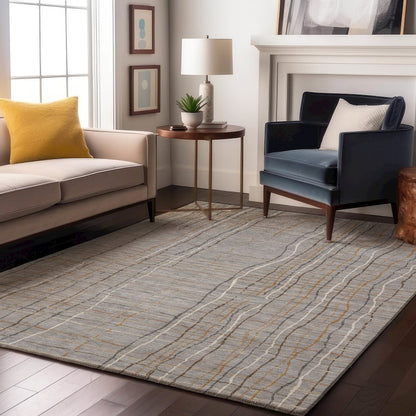 Premium Machine Washable Mayfield AMF998 Gray 9' x 12' Rug