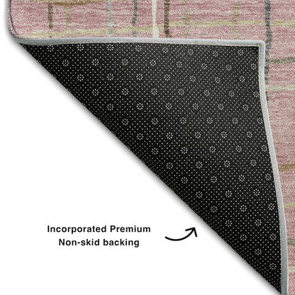 Premium Machine Washable Mayfield AMF998 Pink 5' x 7'6" Rug