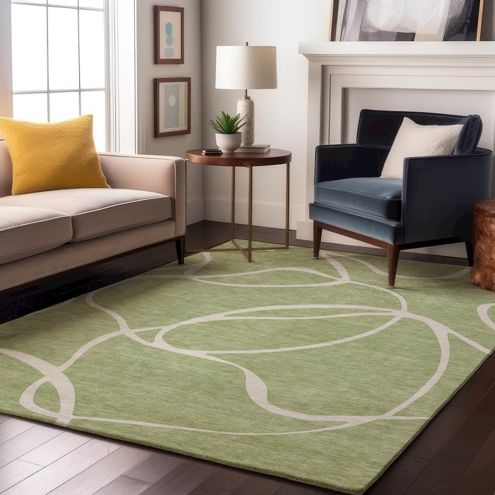 Premium Machine Washable Mayfield AMF999 Aloe 9' x 12' Rug