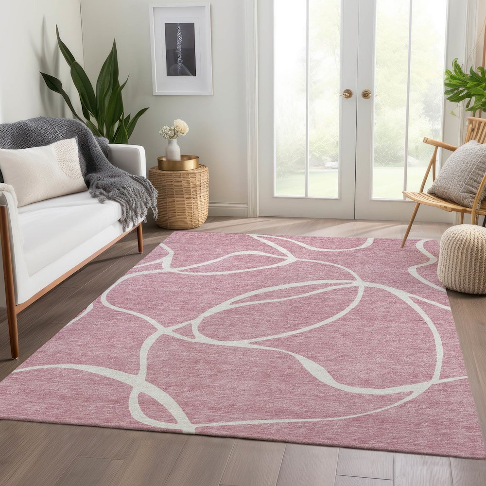 Premium Machine Washable Mayfield AMF999 Pink 9' x 12' Rug