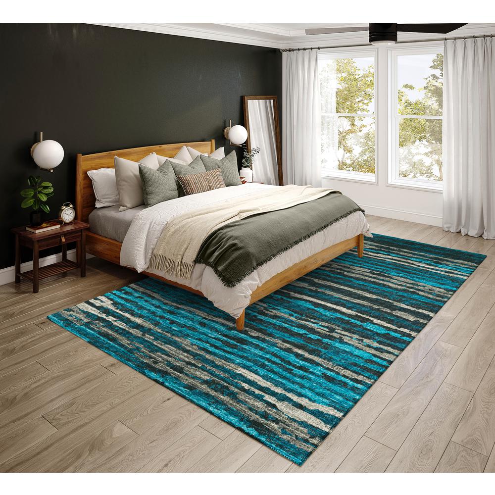 Bravado Peacock Contemporary Stripe 8' x 10' Area Rug Peacock ABV34