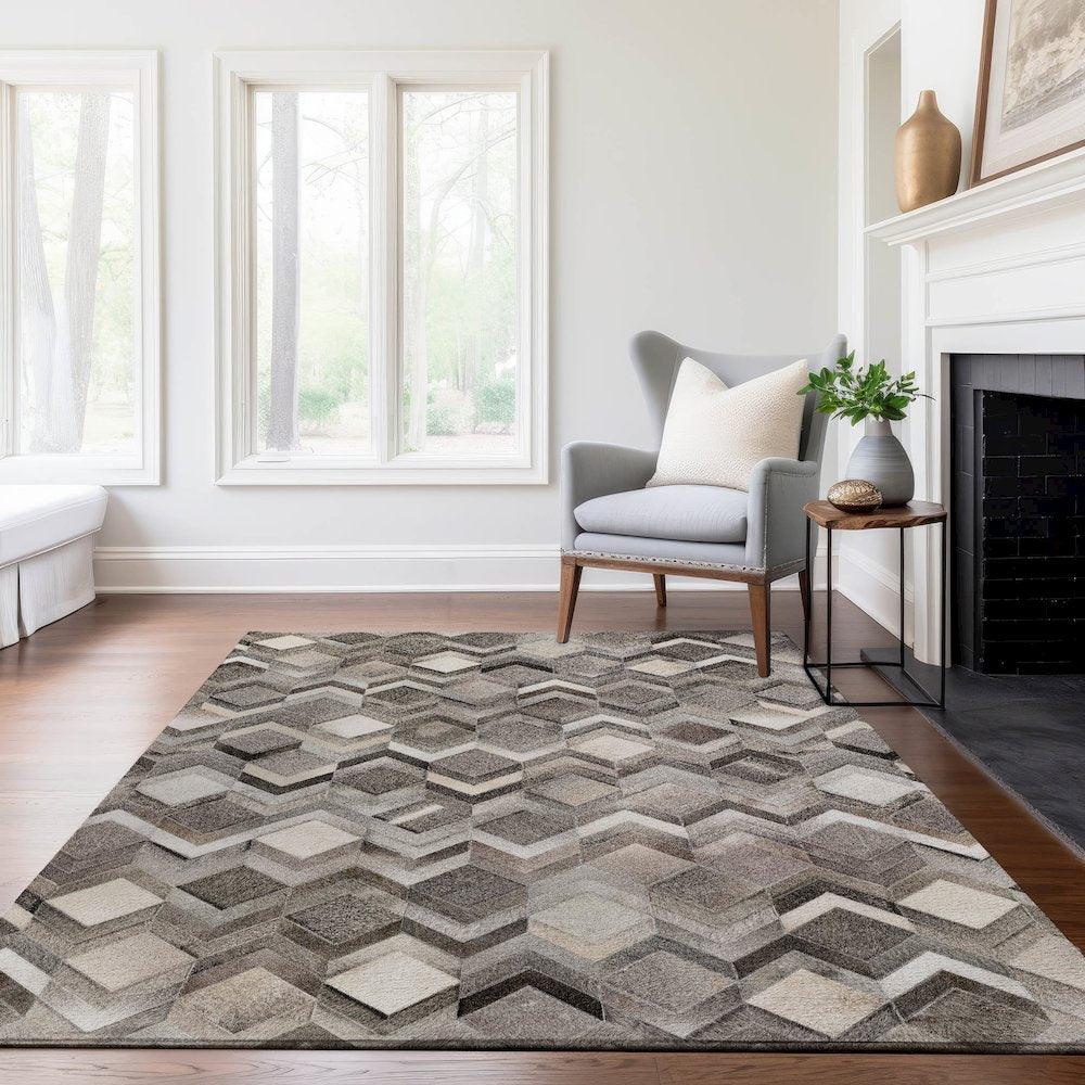 Luxury Washable Indoor/Outdoor Bozeman Gray 9' x 12' Rug