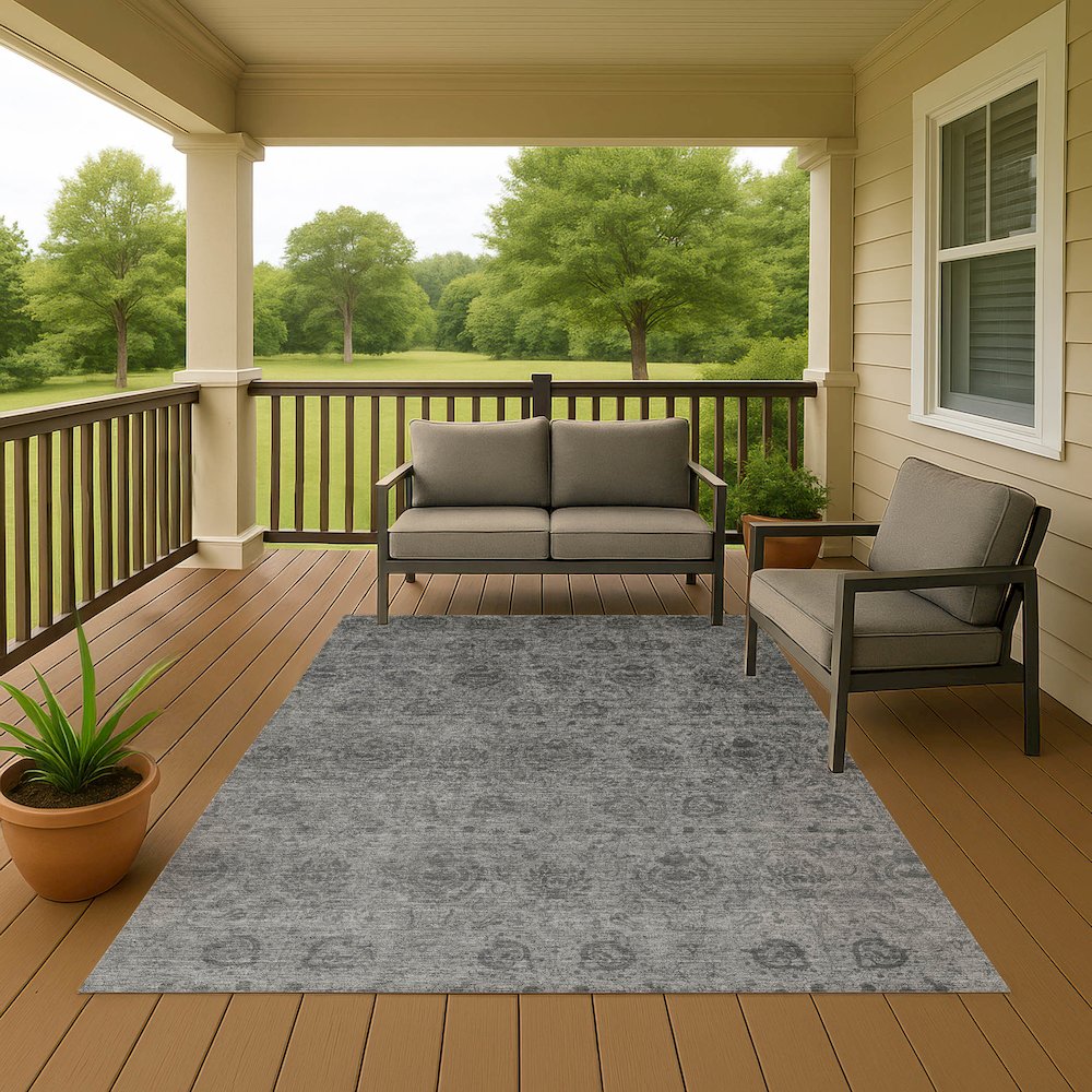 Luxury Washable Indoor/Outdoor Burano Gray 9' x 12' Rug