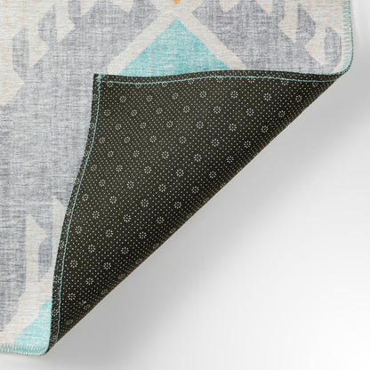 Yuma Aqua Bohemian Ikat 3' x 5' Area Rug Aqua AYU32