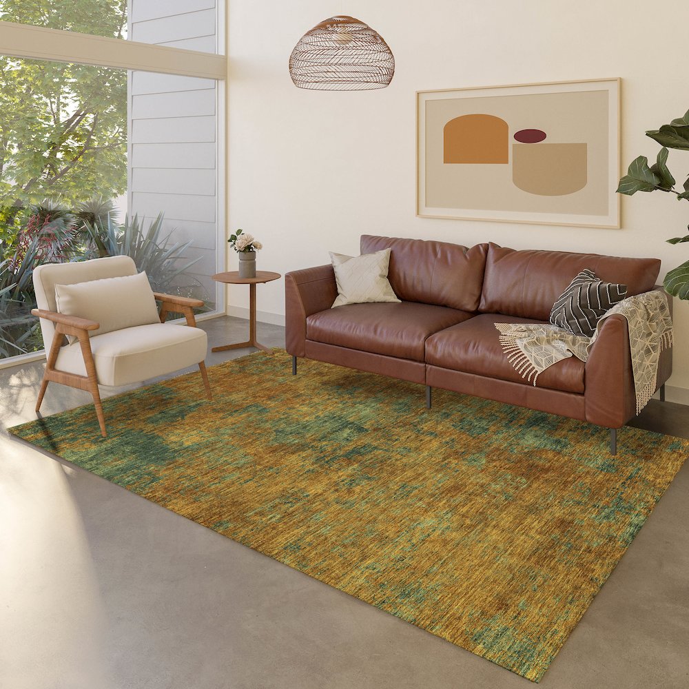 Luxury Washable Indoor/Outdoor Kochi Copper 9' x 12' Rug