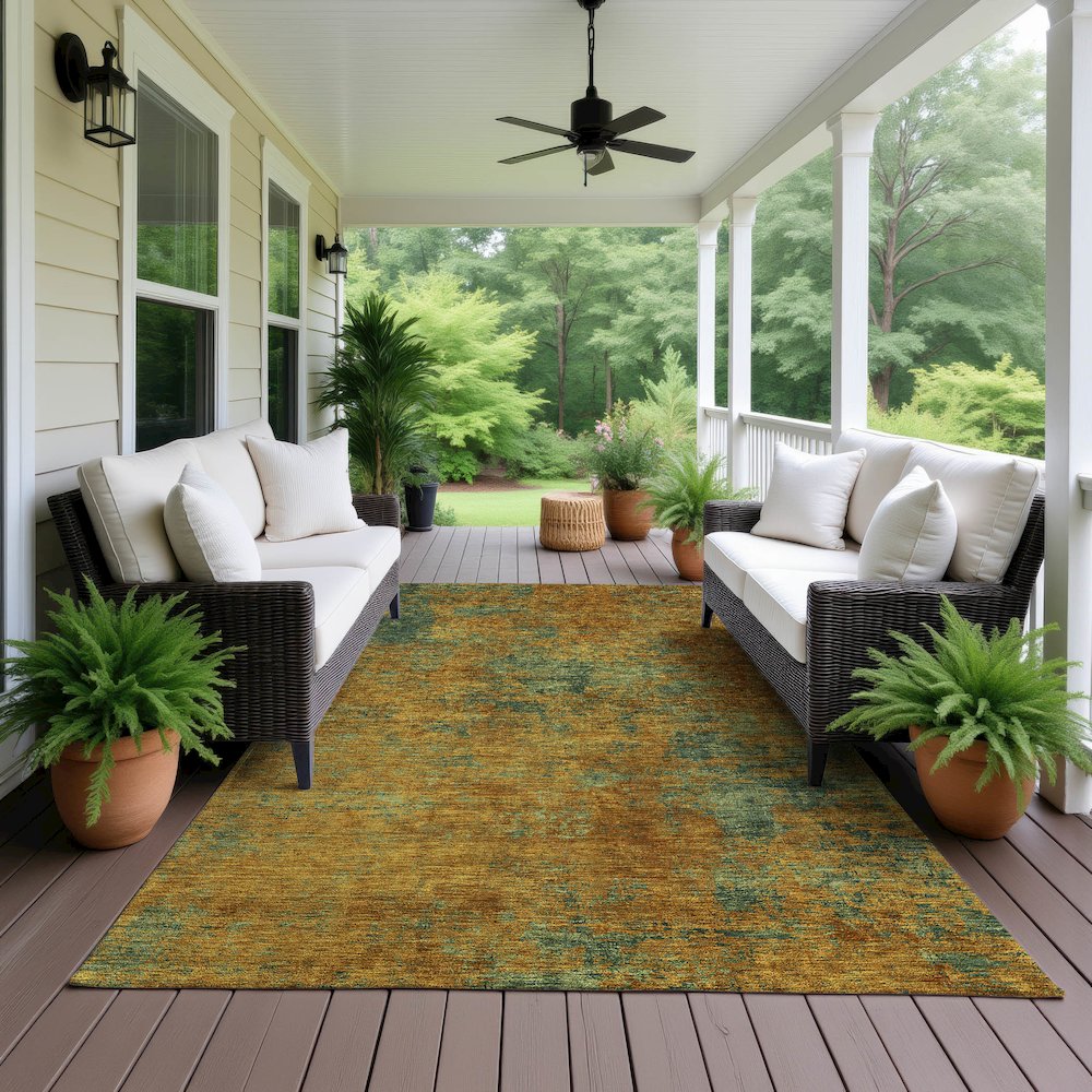 Luxury Washable Indoor/Outdoor Kochi Copper 9' x 12' Rug