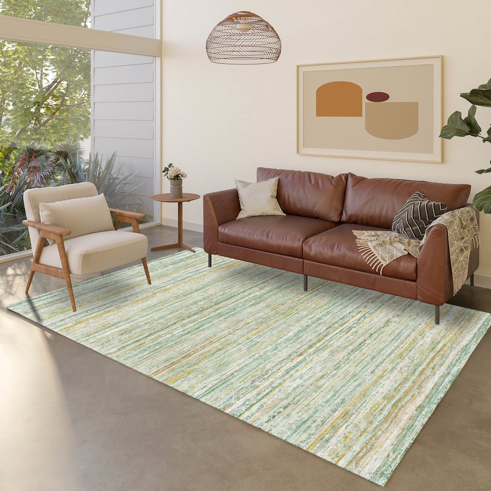 Luxury Washable Indoor/Outdoor Kochi Mint 9' x 12' Rug